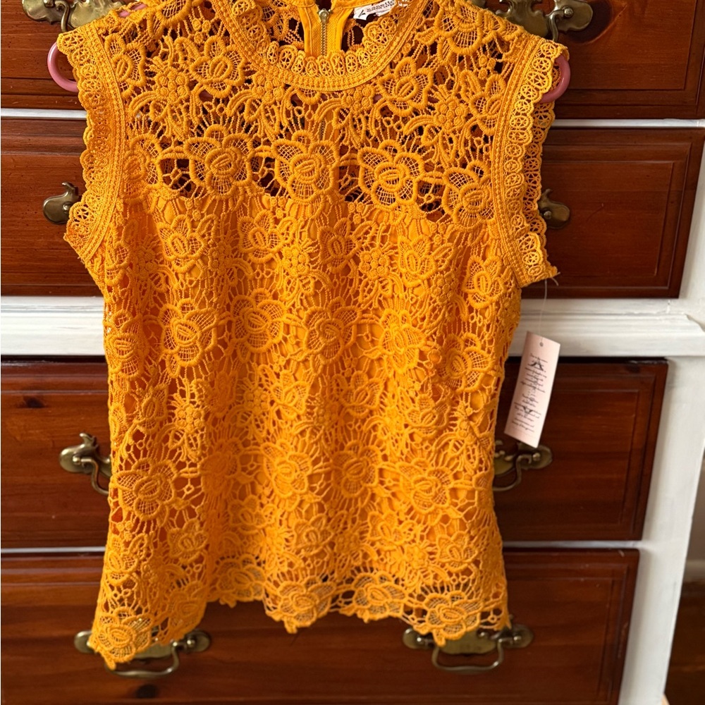 Orange Lace Sleeveless Top